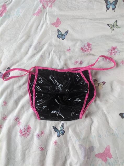 adult waterproof shiny black plastic panties hot pink 36 56 etsy