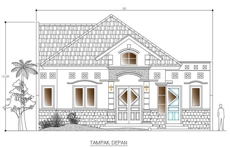 D Cad Drawing Bungalow Elevation In Dwg File Cadbull