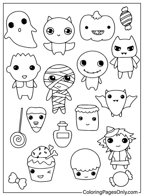 Kawaii Halloween Coloring Pages Free Printable Coloring Pages