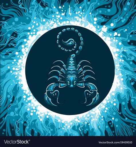 Zodiac Sign Of Scorpio In Water Circle Royalty Free Vector