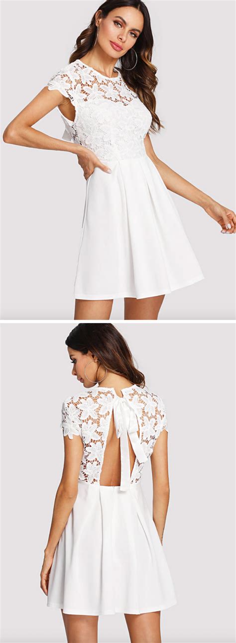 Bridal Shower Dress For The Bride White Embroidery Lace Open Back Dress