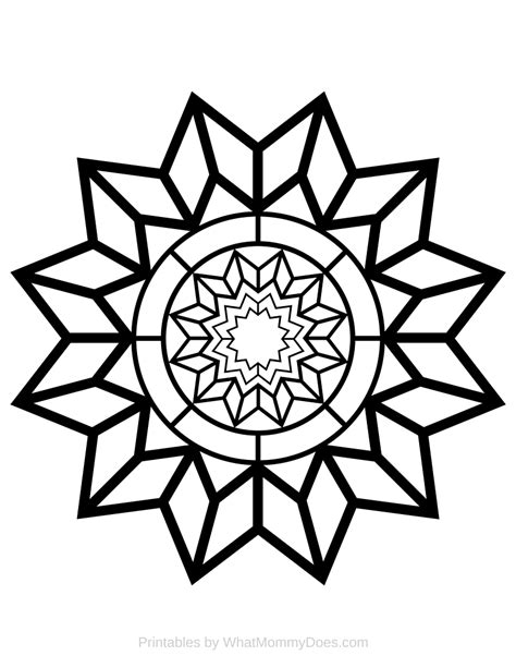 Free Printable Adult Coloring Page Detailed Star Pattern