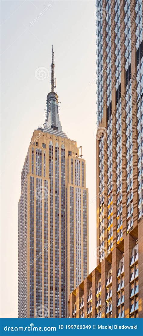 Close Up Picture Of Empire State Building At Sunset Editorial Stock