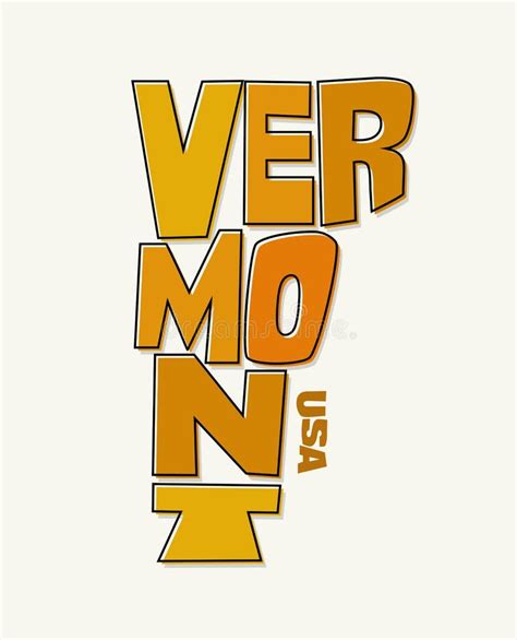 State Of Vermont With The Name Distorted Into State Shape Pop Art