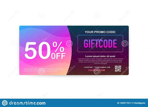 Promo Code Vector Gift Voucher With Coupon Code Stock Vector