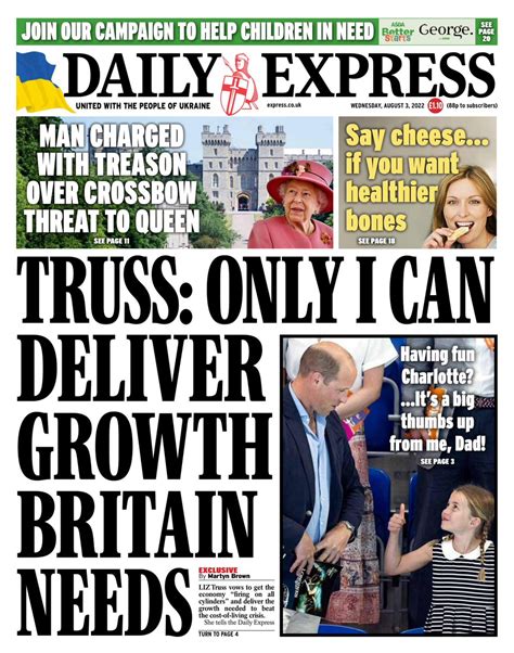 Daily Express Front Page 3rd Of August 2022 Tomorrows Papers Today
