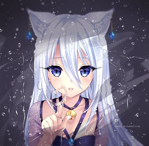 Cat Eyed Anime Woman With White Hair Touhou Animal Ears Red Eyes