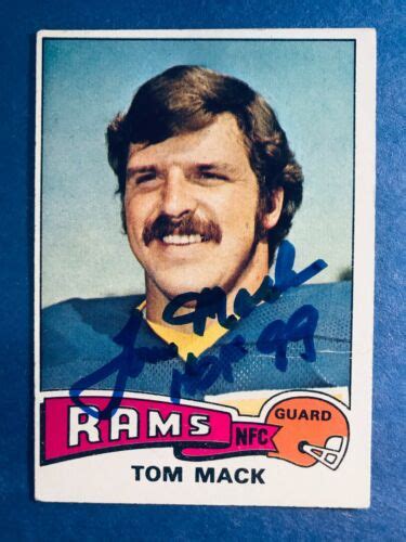 Signed Tom Mack Autographed 1976 Topps Football Card Rams Hof Ebay