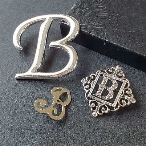 B Letter Brooch Alphabet B Pin Vintage Initial Brooch Pin Etsy
