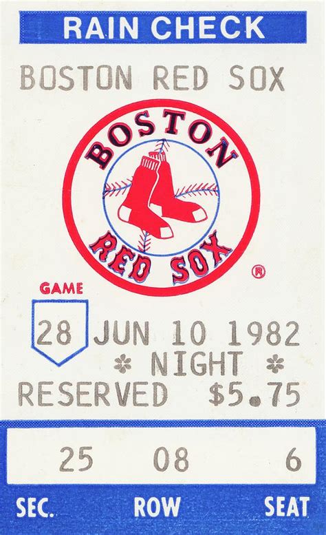 1982 Boston Red Sox Ticket Stub Art Mixed Media By Row One Brand Fine Art America