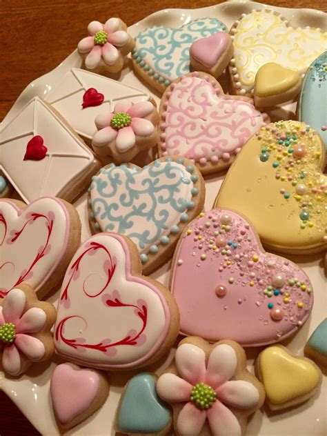Pastel Valentine Cookies Sugar Cookies Decorated Cookie Decorating
