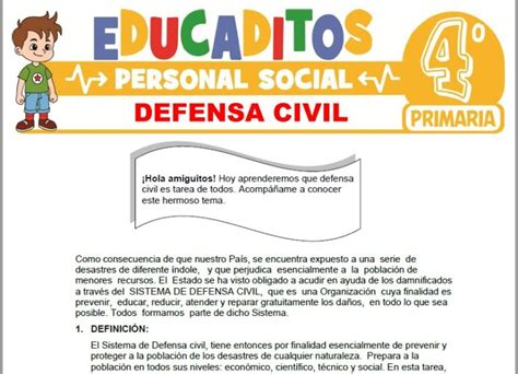 Ejercicios De Defensa Civil Para Cuarto De Primaria Educaditos