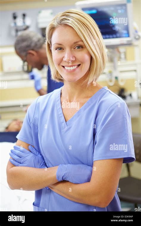 Portrait Of Nurse Working In Emergency Room Stock Photo Alamy