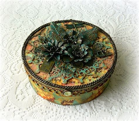 Altered Wooden Box Mixed Media Box Vintage Style Jewelry Etsy