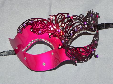 Masquerade Mask Hot Pink Masquerade Mask With Dark Pink Etsy