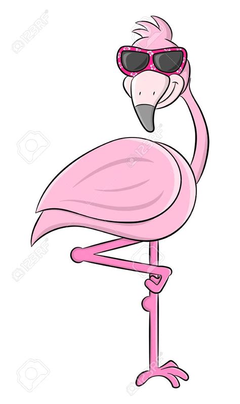 Vector Illustration Of A Cartoon Flamingo With Sunglasses Aff