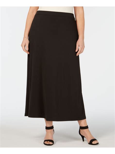 Kasper Womens Black Tea Length A Line Skirt Plus Size 1x 93487201541
