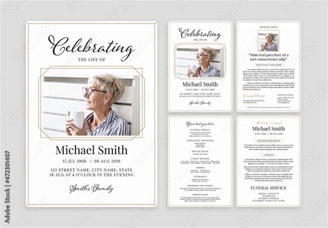Obituary Funeral Memorial Service Flyer Announcement Card Stock