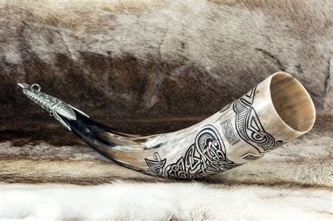 VENDEL Carved Drinking VIKING HORN Norse Mug Horns Vendel Etsy
