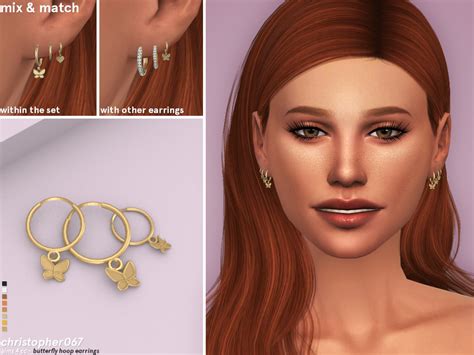 The Sims Resource Butterfly Hoop Earrings By Christopher067 • Sims 4