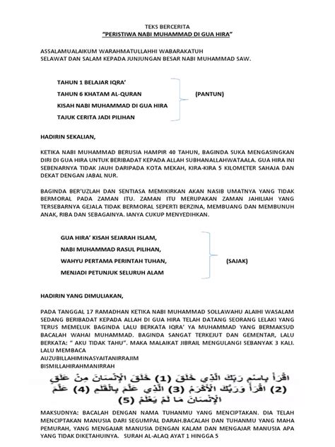 Teks Bercerita Peristiwa Nabi Muhammad Di Gua Hira Pdf Pdf