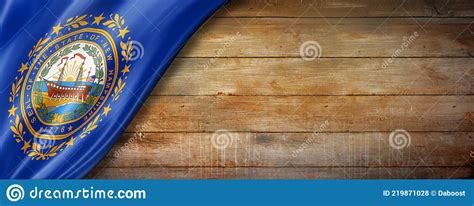 New Hampshire Flag On Old Wood Wall Banner Usa Stock Illustration