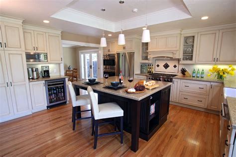 Free shipping on qualified orders. Transitional Kitchen - Two tone cabinets, center island ...