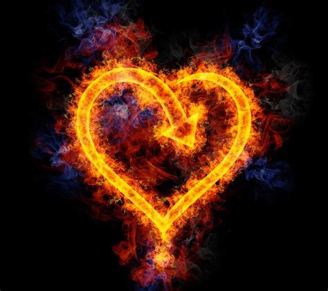 Corazón De Fuego Emoción Llama Amor Significado Símbolo Fondo De