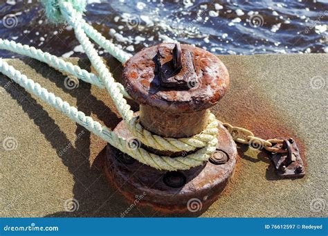 Old Mooring Bollard And Lines Stock Image Image Of Metal Ropes 76612597