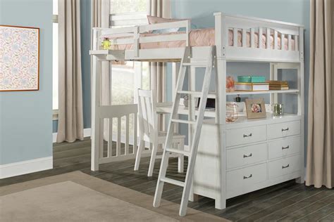 Ne Kids Highlands Loft Bed With Desk And Chair And Hanging Nightstand