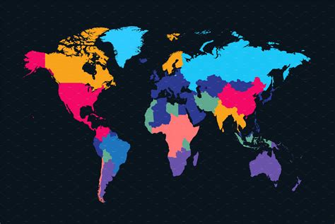 World Map Info Graphic Neon Color ~ Graphics ~ Creative Market