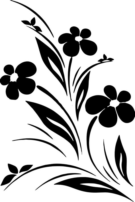 Flower Designs Black White Vector Art Vetores Florais Estêncil