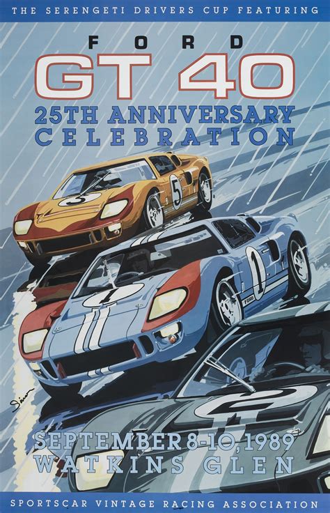 Ford Gt 40 Vintage Style Poster Vintage Racing By © Dennis Simon