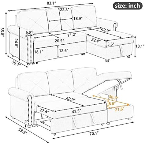 P Purlove Convertible Sectional Sofa Modern Sleeper India Ubuy