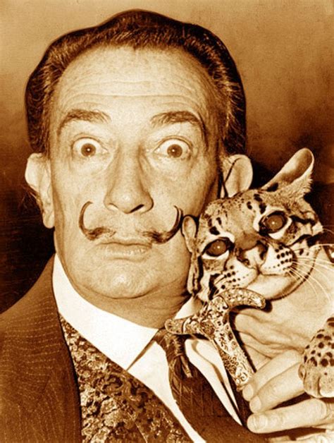 Salvador Dali And His Cat 1965 Roldschoolcool