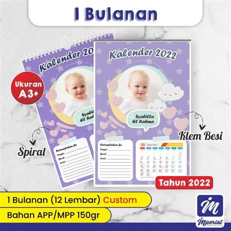 Jual Cetak Kalender Dinding 2022 Custom Foto Bahan Artpaper