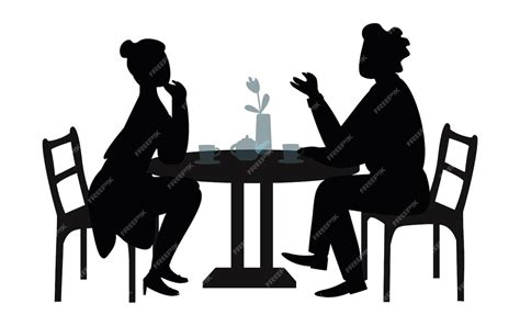 Premium Vector Romantic Couple Dating On Dinner Silhouettes Vector
