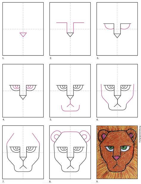 Easy How To Draw A Lion Face Tutorial And Lion Coloring Page