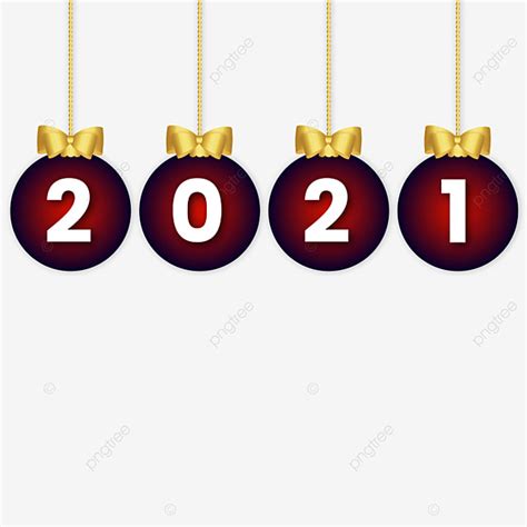 2021 Typography Happy New Year On Hanging Balls 2021 Happy New Png