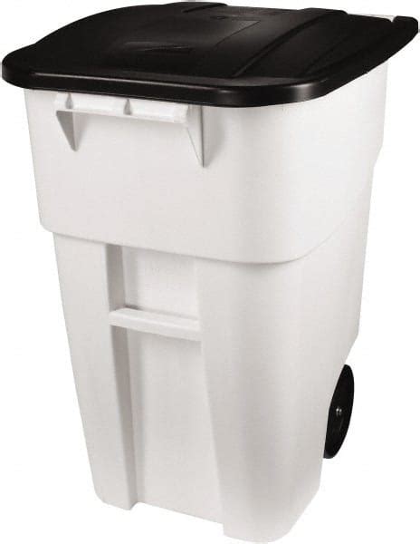Rubbermaid Rollout Trash Can 50 Gal Square White Msc Industrial
