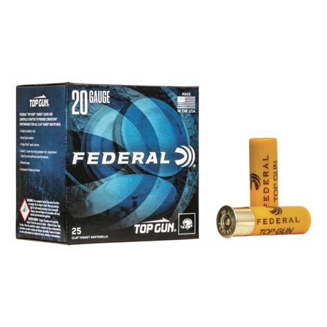 Federal Top Gun Target 20 Gauge 2 3 4 7 8 Oz Shotshells 25 Rounds 78403 20 Gauge