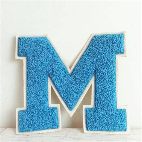 Vintage Varsity Letter M Ocean Blue Patch M Monogram Initial Etsy