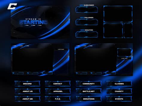Blue Neon Animated Twitch Overlay Complete Stream Package Etsy España