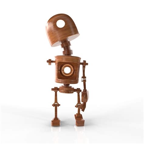 3d Model Wood Robot Vr Ar Low Poly Cgtrader