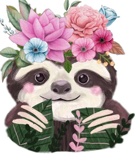 Download High Quality Sloth Clipart Flower Transparent Png Images Art