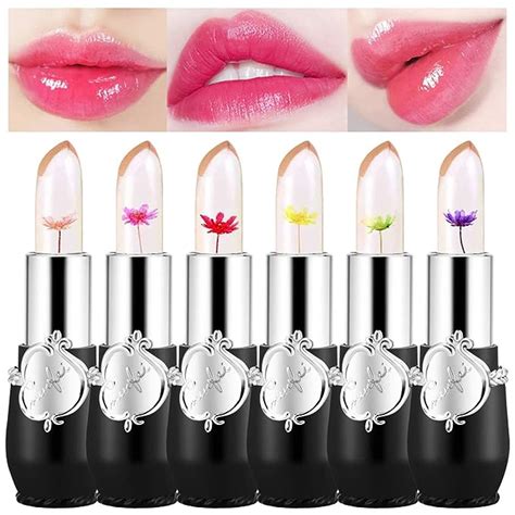 Flower Lip Gloss Crystal Jelly Lipstick 6 Packs Long