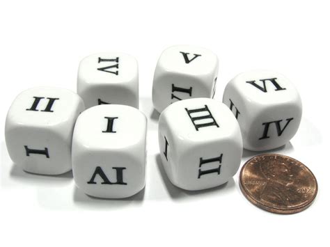 Set Of 6 Roman Numerals I Vi 1 6 16mm Six Sided Dice White With