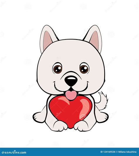 Small Cute Puppy With Heart Vector Illustration Stock Vector