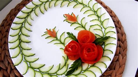 Simple Lovely Cucumber And Tomato Rose Flower Design Fruit And Vegetable