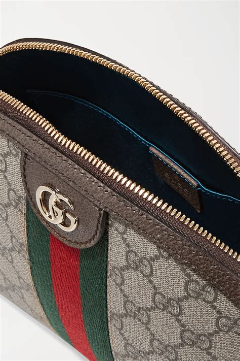 Gucci Ophidia Textured Leather Trimmed Printed Coated Canvas Shoulder